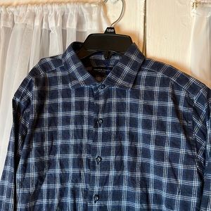 Proper Cloth tailor Plaid Shirt Blue Men's Small Cotton Check
